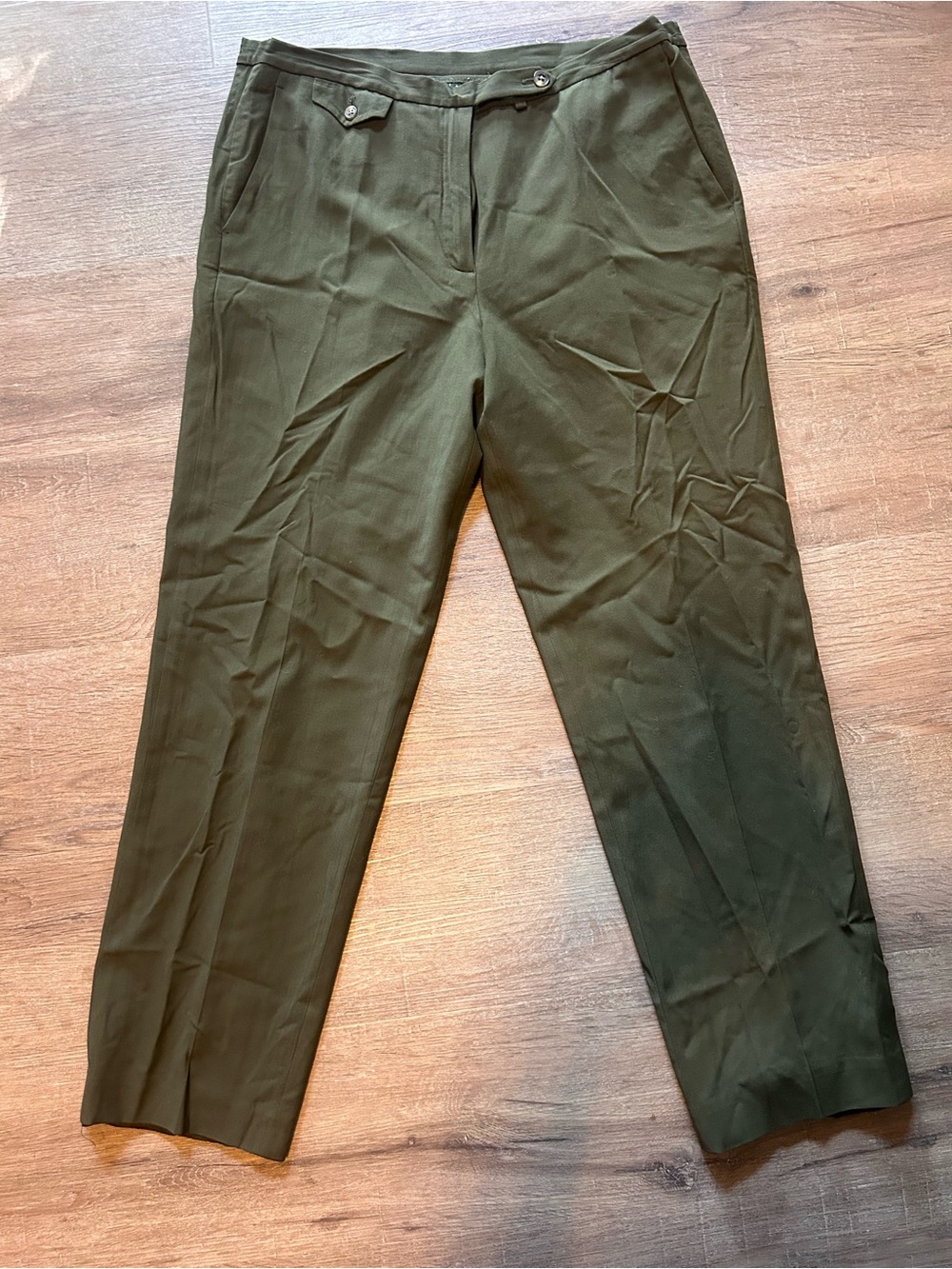 Ralph Lauren Dress Pants Womens Size 12 Olive Green Straight Leg Lined